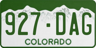 CO license plate 927DAG
