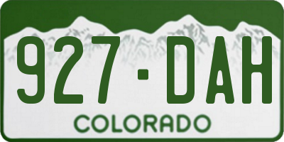 CO license plate 927DAH