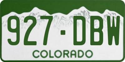 CO license plate 927DBW
