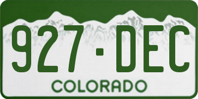 CO license plate 927DEC