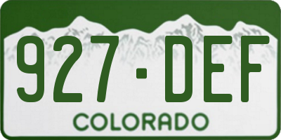 CO license plate 927DEF