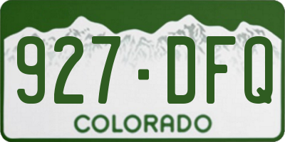 CO license plate 927DFQ