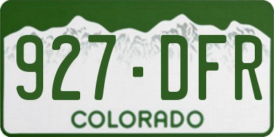 CO license plate 927DFR