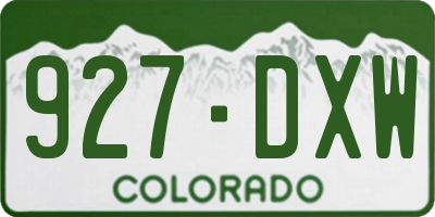 CO license plate 927DXW