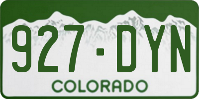 CO license plate 927DYN