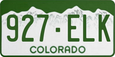 CO license plate 927ELK