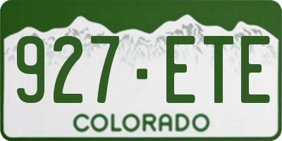 CO license plate 927ETE