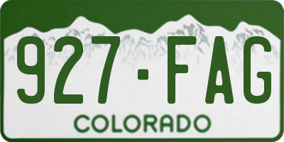 CO license plate 927FAG