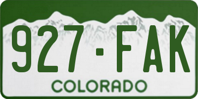 CO license plate 927FAK