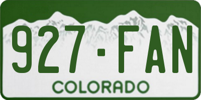 CO license plate 927FAN