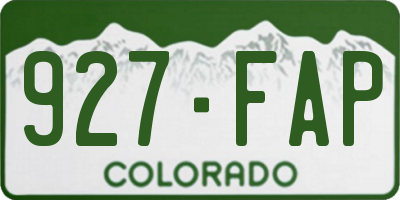 CO license plate 927FAP