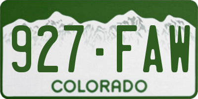CO license plate 927FAW