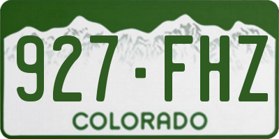 CO license plate 927FHZ