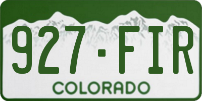 CO license plate 927FIR