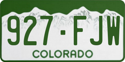 CO license plate 927FJW