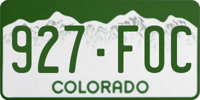 CO license plate 927FOC