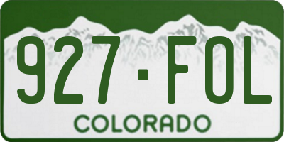 CO license plate 927FOL