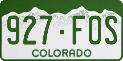 CO license plate 927FOS