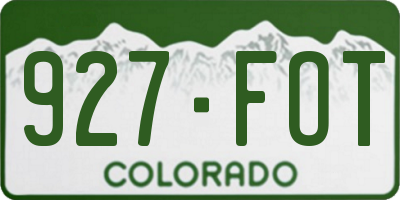 CO license plate 927FOT