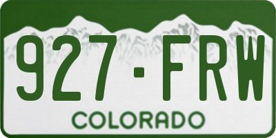 CO license plate 927FRW