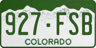 CO license plate 927FSB