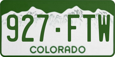 CO license plate 927FTW