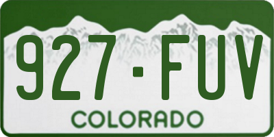 CO license plate 927FUV