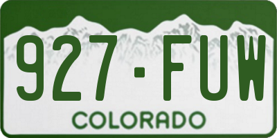 CO license plate 927FUW