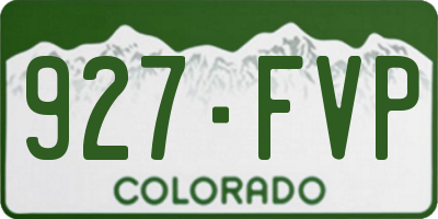 CO license plate 927FVP