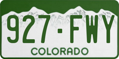 CO license plate 927FWY