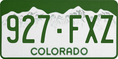 CO license plate 927FXZ