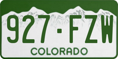 CO license plate 927FZW