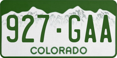 CO license plate 927GAA