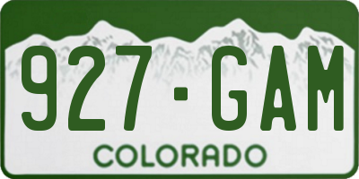 CO license plate 927GAM