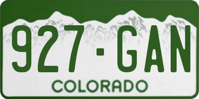 CO license plate 927GAN