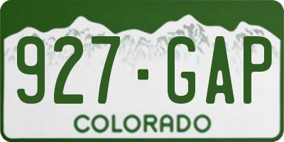 CO license plate 927GAP