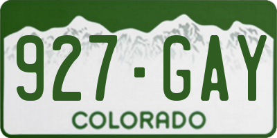 CO license plate 927GAY