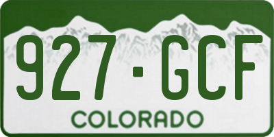 CO license plate 927GCF