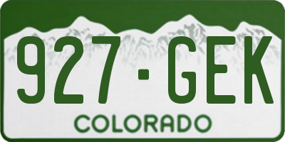 CO license plate 927GEK