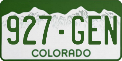 CO license plate 927GEN