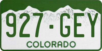 CO license plate 927GEY