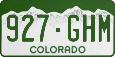 CO license plate 927GHM
