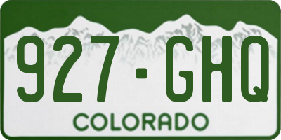 CO license plate 927GHQ