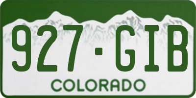 CO license plate 927GIB