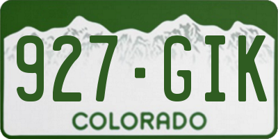CO license plate 927GIK