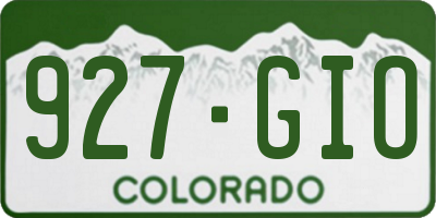 CO license plate 927GIO