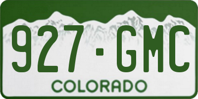 CO license plate 927GMC