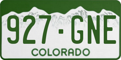 CO license plate 927GNE