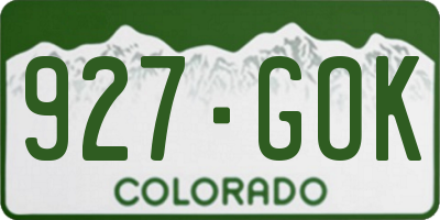 CO license plate 927GOK