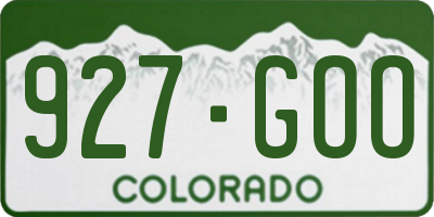 CO license plate 927GOO